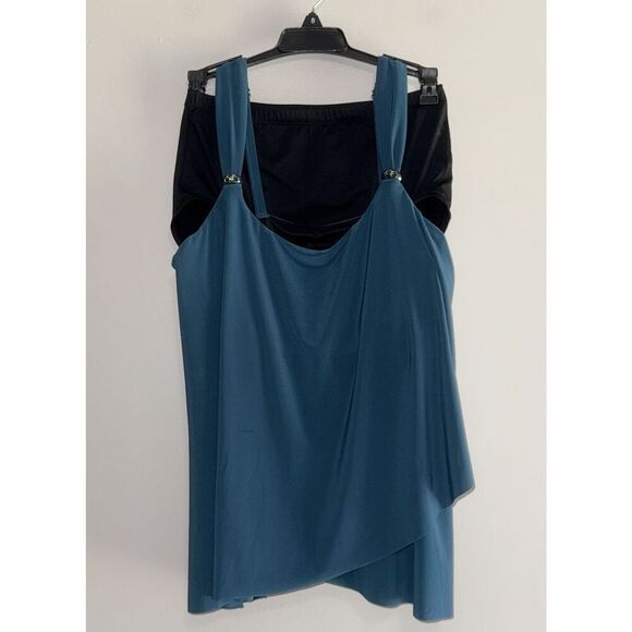 Miraclesuit Razzle Dazzle Asymmetrical Drape Tankini Top/Bottom 2 Pc Swimsuit 8 - Picture 4 of 16